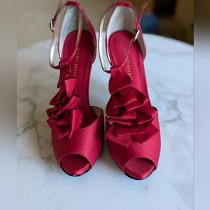 Audrey Brooke Ruffle Heels- Red, Size 8.5